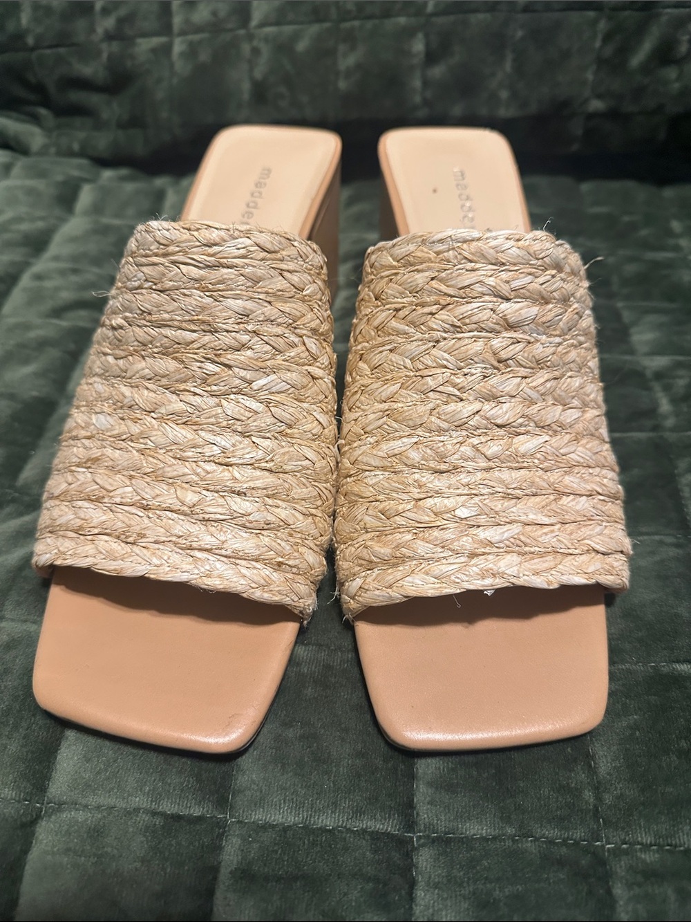 Madden Girl Natural Braided Raffia Slide Mules - Tan